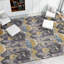 Wool Damask Area Rug in Dark Gray/Yellow