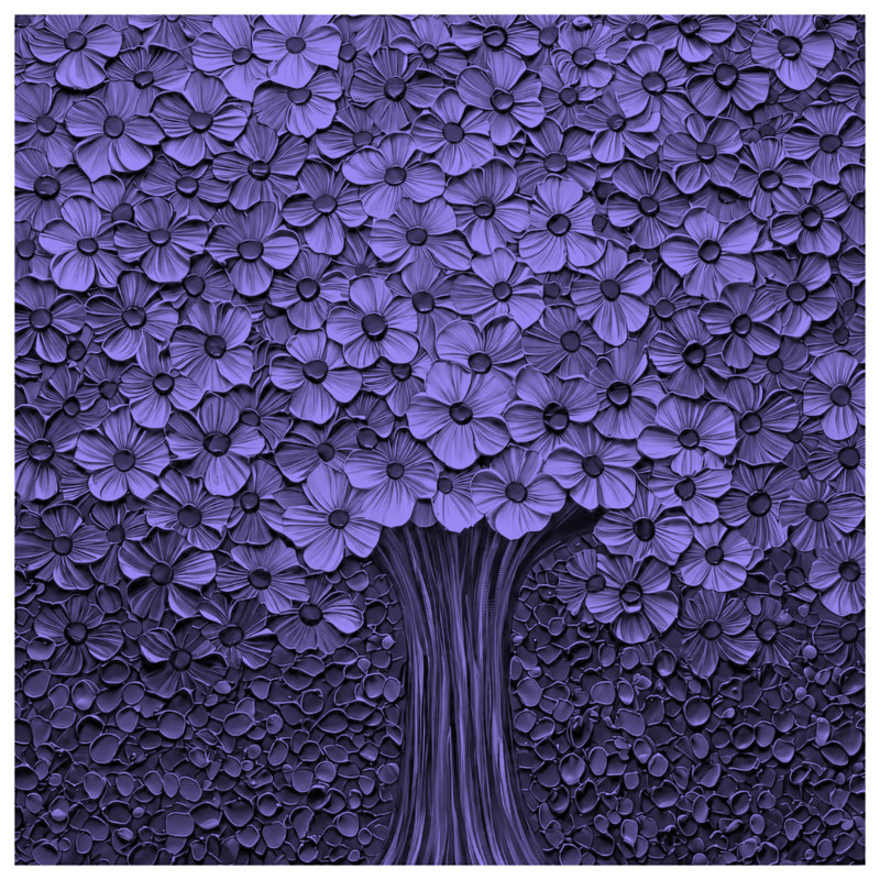 Tapisserie murale mauve à motif floral - Fleurs, H 50 po x l 60 po avec 4 œillets
