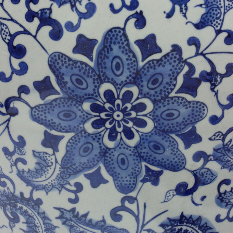 Timeless Chinese Temple Jar, Blue Floral, 24"