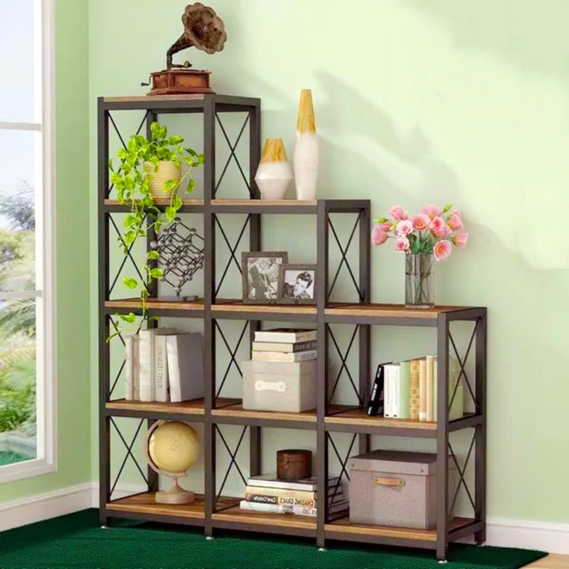 Step-Style Design With 9 Cube Storage Compartments, Perfect For Home Offices, Living Rooms, And Bedrooms.