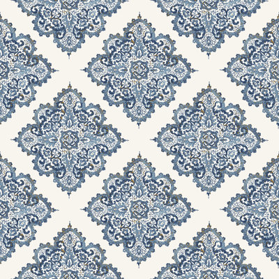 Nordic Elements Metallic Hmong Tile Effect 33' L x 21" W Wallpaper Roll