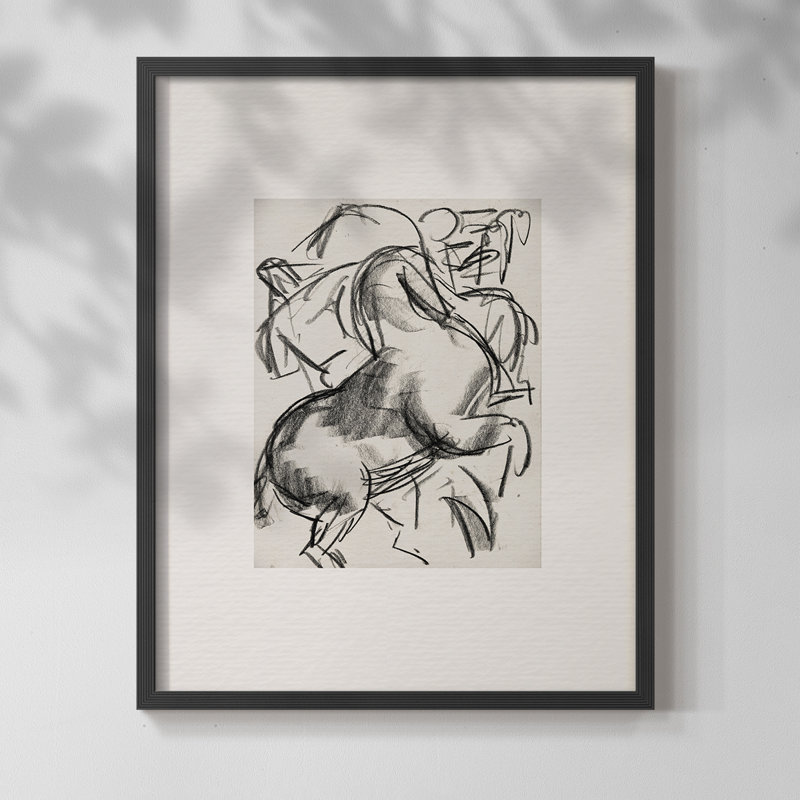 "Croquis rétro XCVI" sur papier, Noir, H 10 po x l 8 po