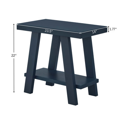 Table d'appoint à tablette contemporaine en bois Athens, bleu marine, durable et élégante avec rangement supplémentaire pour les intérieurs modernes et rustiques