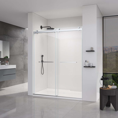 68-72*76 INCH Frameless Double Sliding Soft-Close Shower Doors, Bathroom Sliding Shower Door Glass Door,Shower Door ,(10Mm) Thick SGCC Tempered Glass Door For Bathroom + Stainless Steel