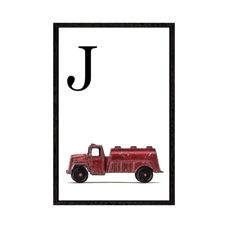 J Water Truck White Letter - Print on Canvas, 101.6 cm H x 66.04 cm W, Black Framed