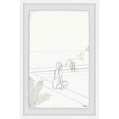 'Edge of the Pool' by Parvez Taj - Picture Frame Drawing Print on Paper