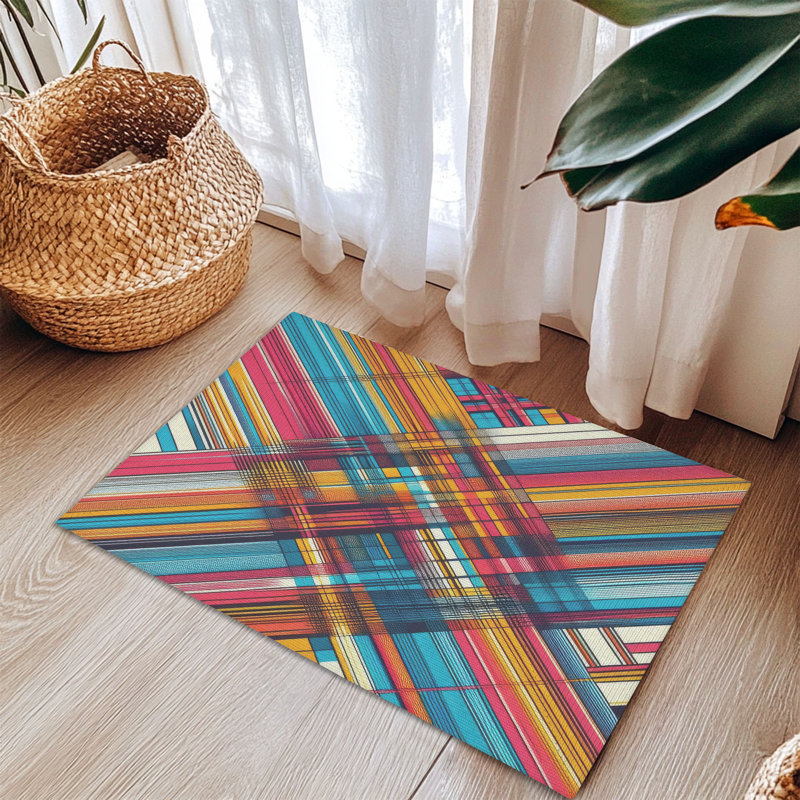 Tapis tressé à motifs écossais audacieux, Rectangulaire 3 pi x 5 pi