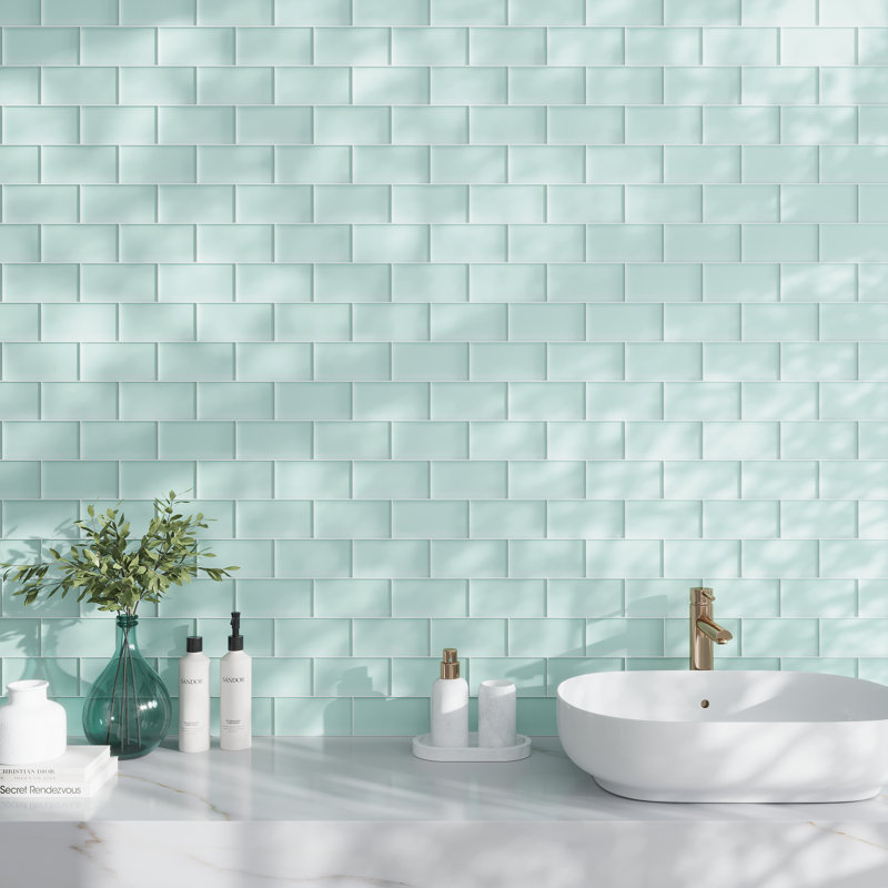 3"X 6" Matte Finished Glass Subway Tile, Light Blue