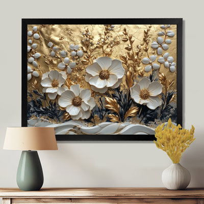 White And Golden Blossom Trails Wildflowers IV - Wildflowers Framed Prints