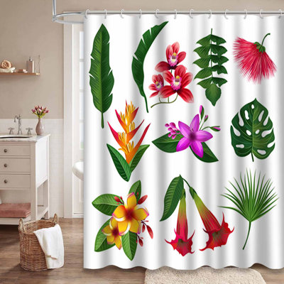 Tropical Plants Hawaii Flowers Leaves Branches White Colour Blossom with 12 Hooks