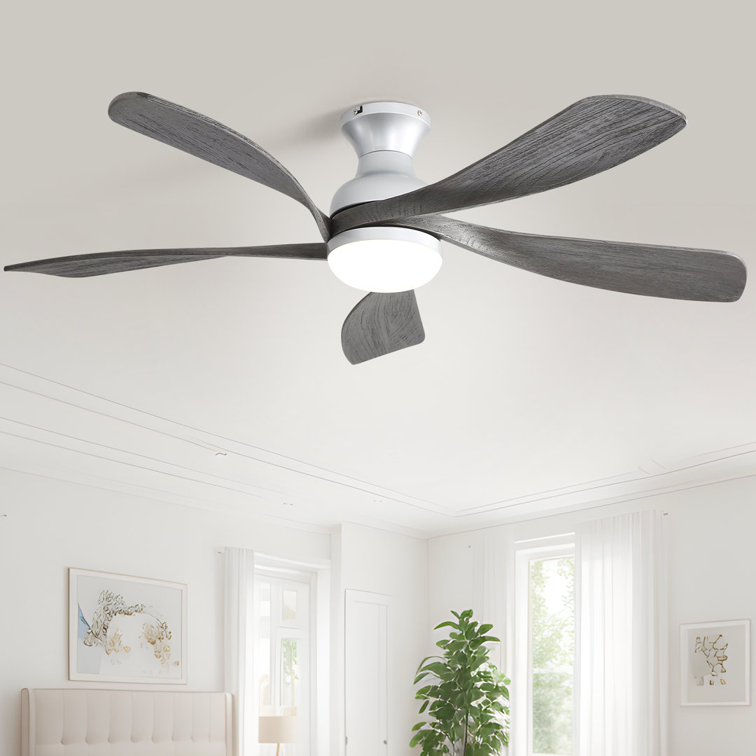 52" Damecia 5-Blade Modern Ceiling Fan with LED Light and Remote Control Ivy Bronx 