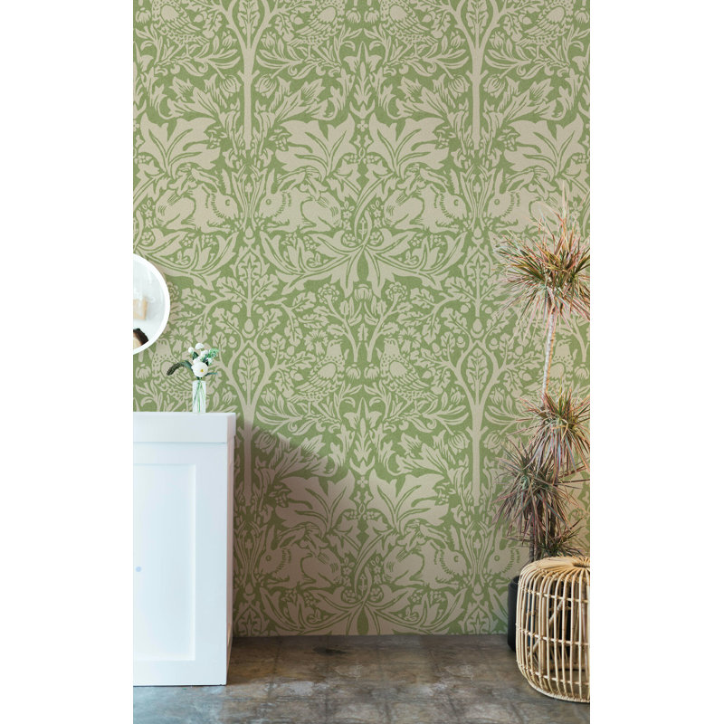 Rouleau de damas pelez et collez Bryelle William Morris Brer, Vert