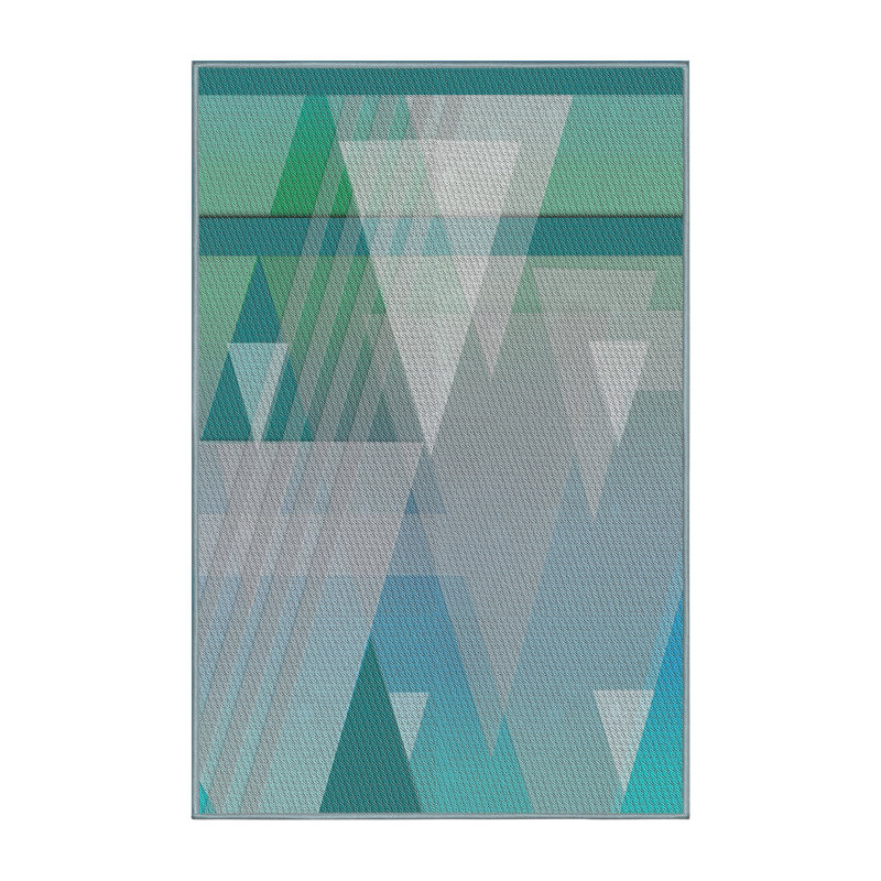 Tapis vert/blanc bleu turquoise à motifs Jeffcoat, Rectangle 6 pi x 9 pi