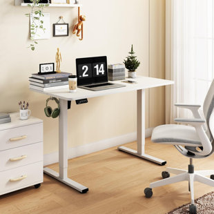 40X24 Inch Electric Standing Desk: Adjustable Height Sit Stand Desktop With Memory Preset, Ergonomic Computer Table For Home Office, White