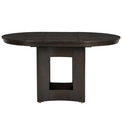 TOPMAX Farmhouse Extendable Round Dining Table with 16inch Removable Leaf for Small Places, Espresso