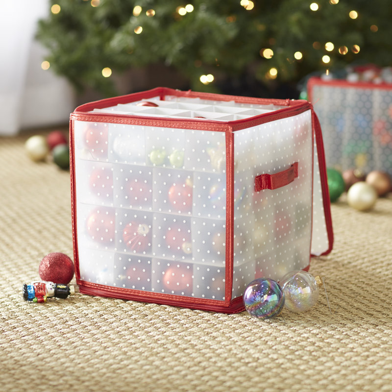 Wayfair Basics® 11.8 H x 11.8 W x 11.8 D Ornament Storage, Red