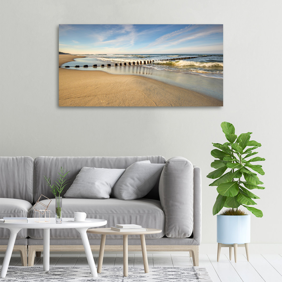 Leinwanddruck - Wandkunst - Drucke auf Leinwand - 100X50 Bildmotiv: Strand Auf Leinwand Die Ostsee