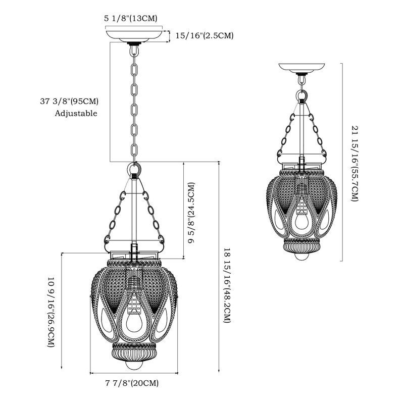 Gabrielis 1 - Light Lantern Pendant, Black