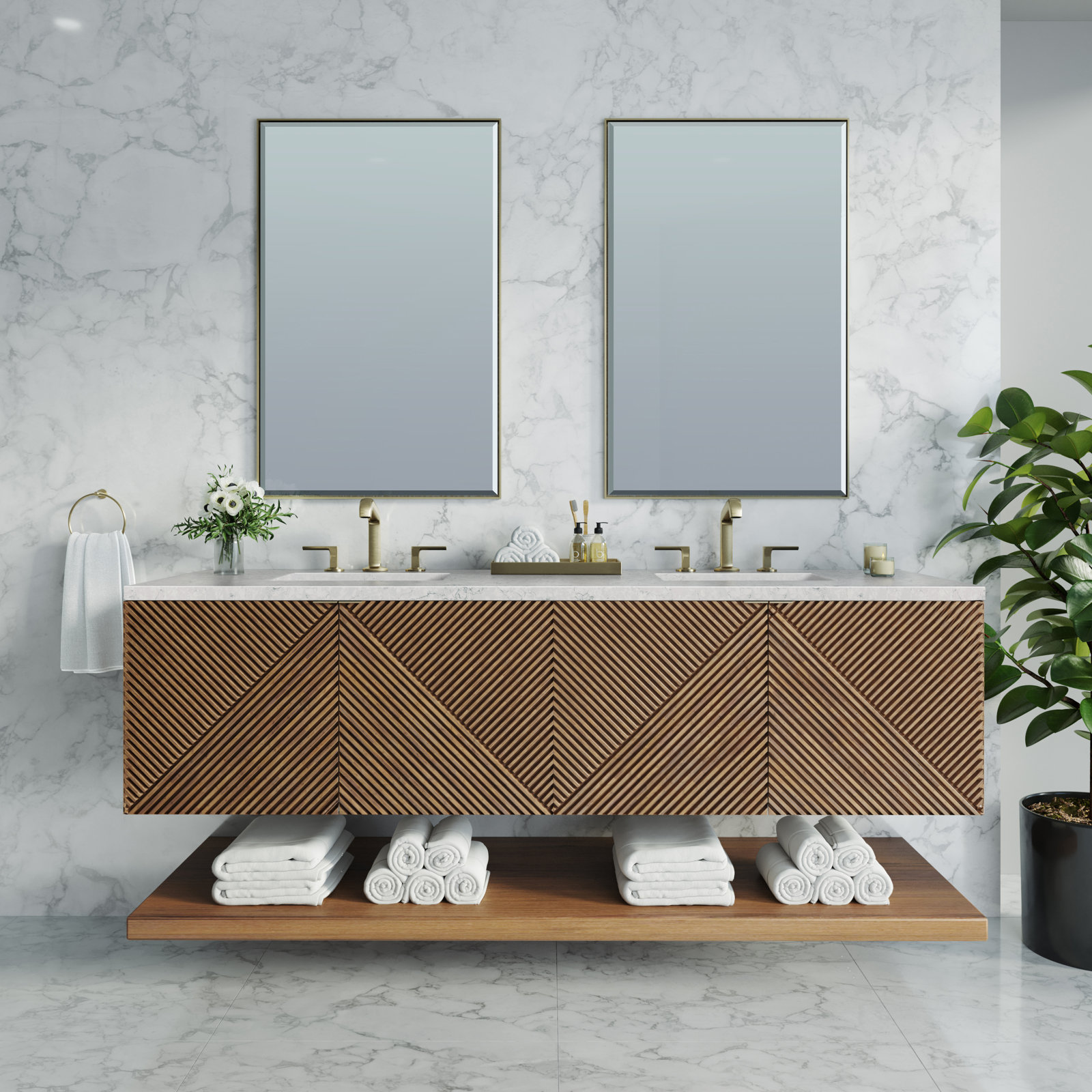 Marcello 72'' Double Bathroom Vanity, Eternal Jasmine Pearl