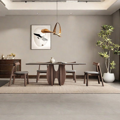Minimal grey dining table set