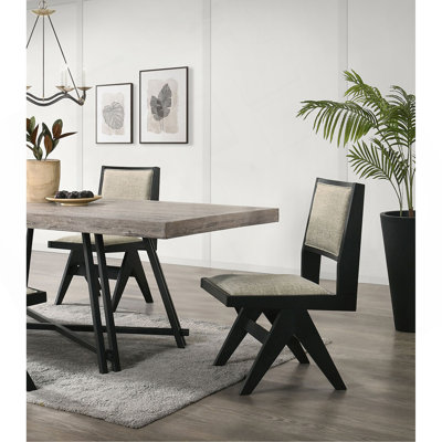 Mobilier de salle à manger avec chaises d'appoint noires et gris