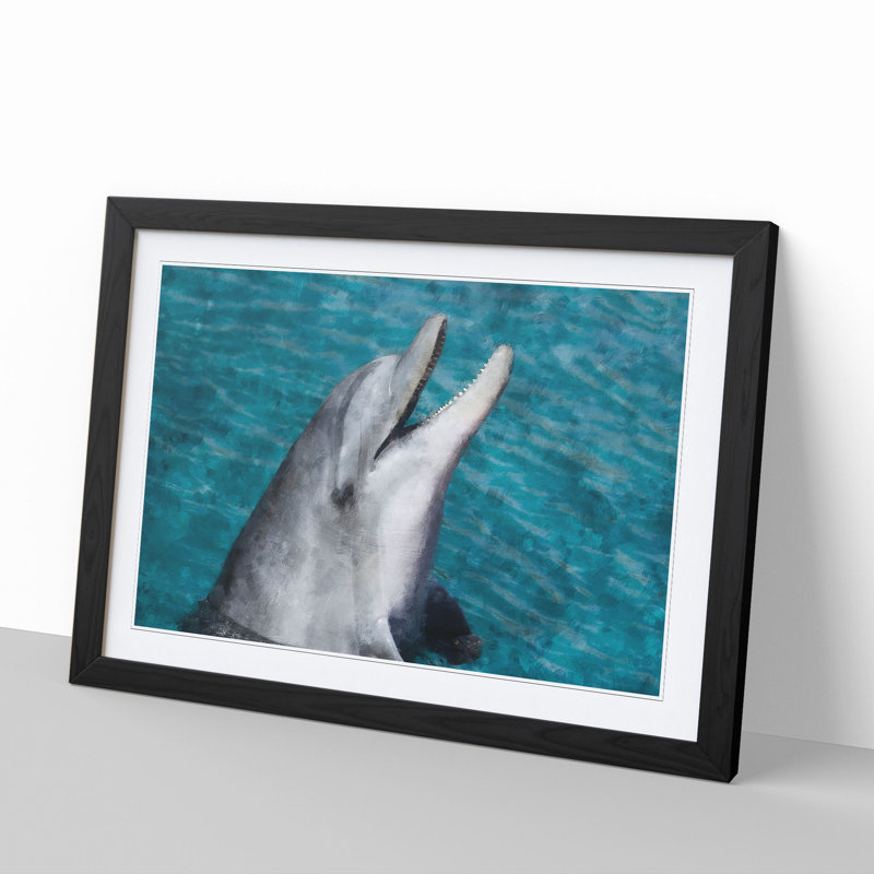 Dolphin - Picture Frame Painting, Black Framed, 36cm H x 48cm W x 2cm D