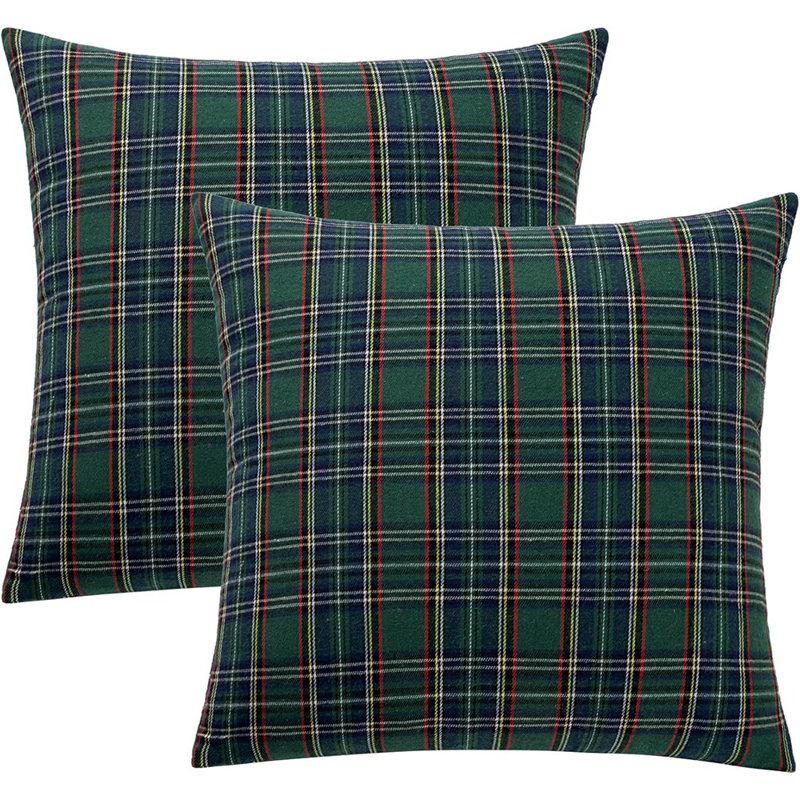 Ensemble de Noël de 2 housses de coussin écossais écossais en tartan écossais Farmhouse Classic