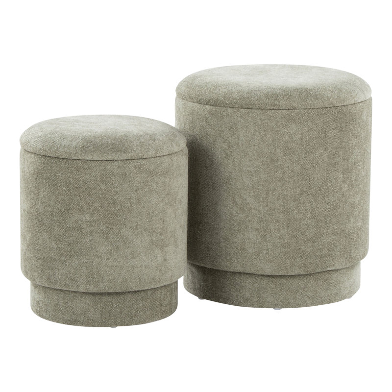 Carlesia Upholstered Ottoman, Green Polyester Blend