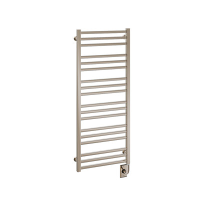 Chauffe-serviettes électrique à brancher 19,5 "x 47,5" Avento - nickel poli, fixation murale, rails carrés, garantie à vie