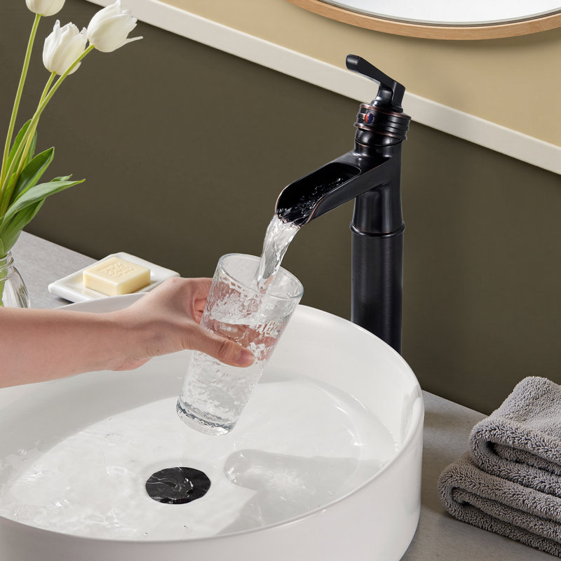 Robinet de salle de bain vasque avec bonde, Bronze frotté à l'huile