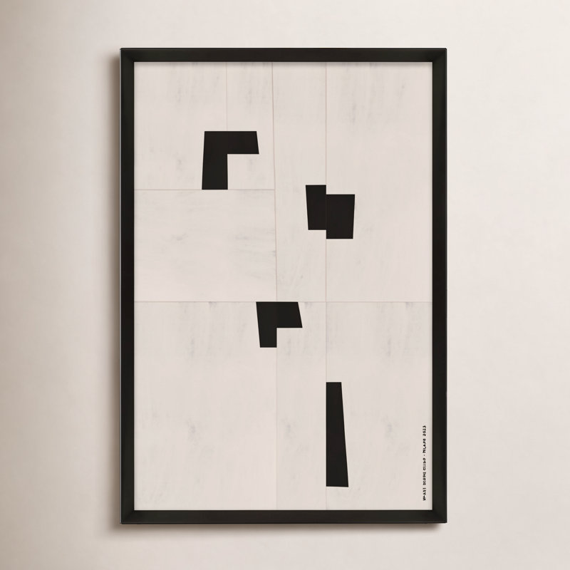 «Scattered 1» par Romina Gadler, impression sur, Blanc / aubergine / banane / brun clair / rouge br, H 20 po x l 14 po