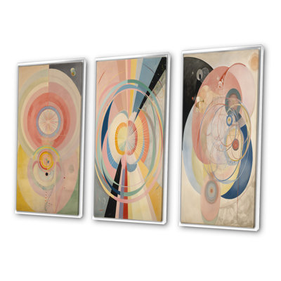 Syncronicity Pink Vintage Spiritual Retro Art - Abstract Painting Art Set Of 3 Pieces