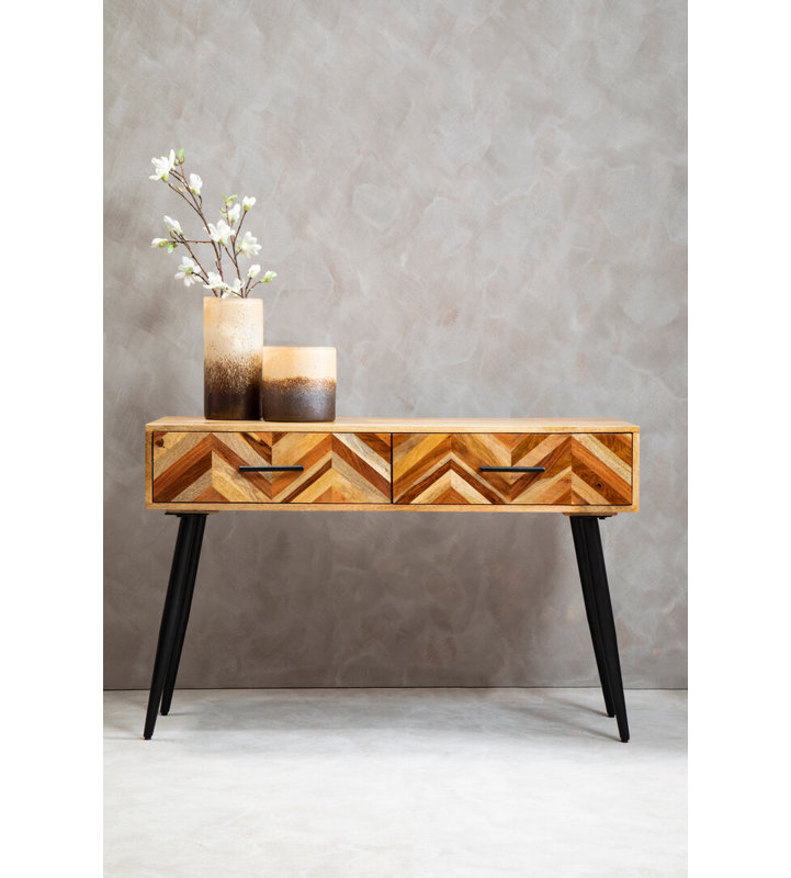 115cm Solid Wood Top Console Table