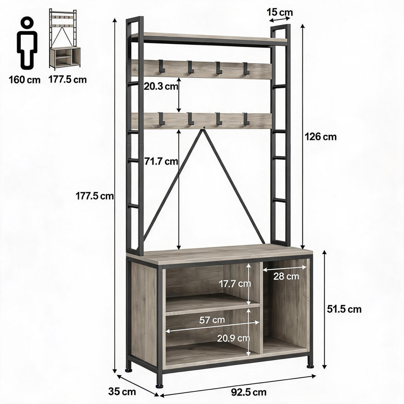 92.5cm Adjustable Clothing Rack, Gray