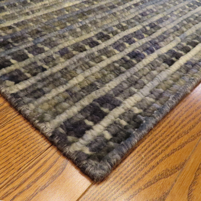 Mystique Hand-Knotted Wool Area Rug in Stone Blue, Charcoal, Rectangle 8' x 10'
