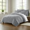 Shay Broad Ticking Stripe Gray Cotton Duvet Cover Set  8 Piece