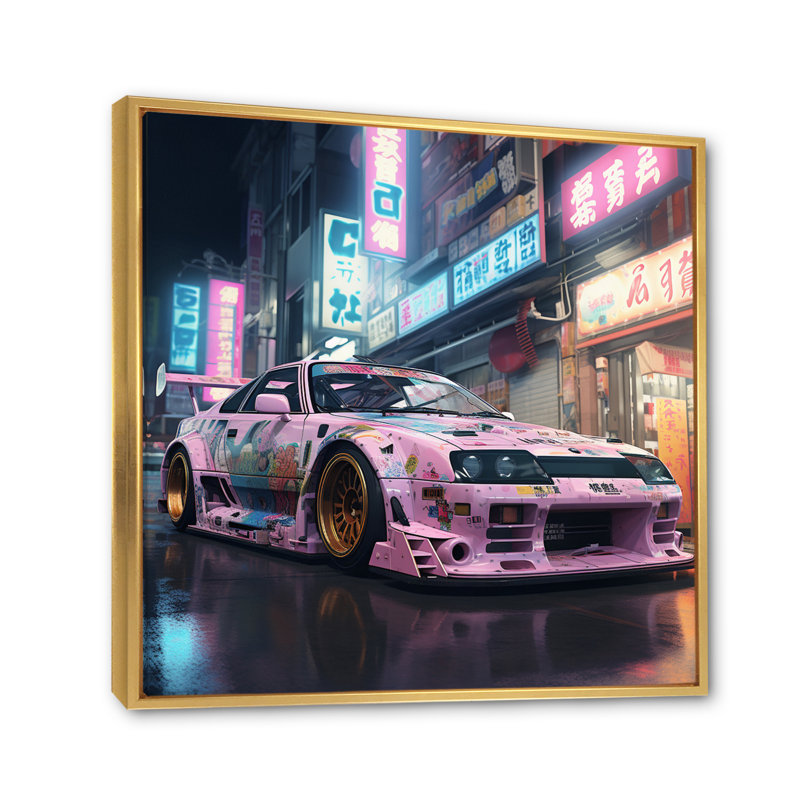 Bosozoku pastel Kiragami, H 36 po x l 36 po x P 1,5 po, Cadre flottant doré