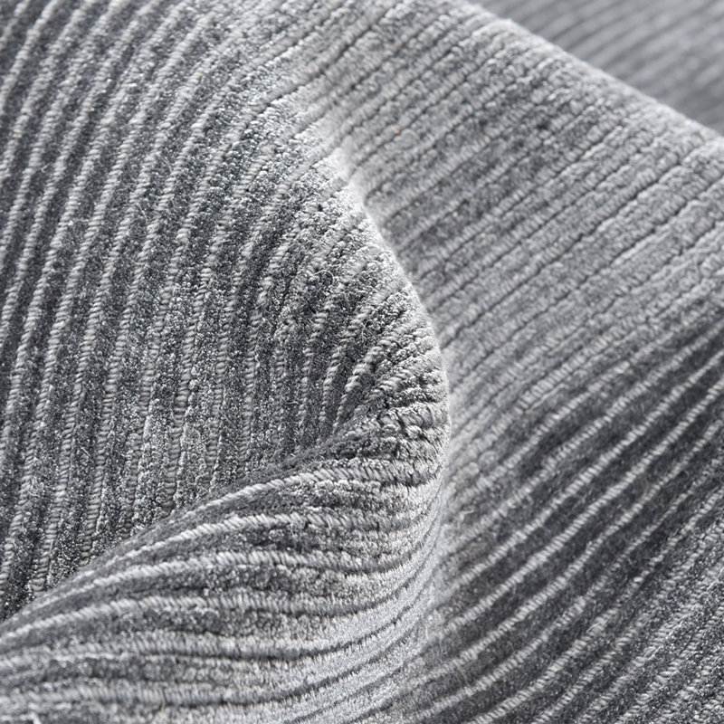 Cordi Hand Knotted Striped Area Rug in Gray, Rectangle 3' x 5'