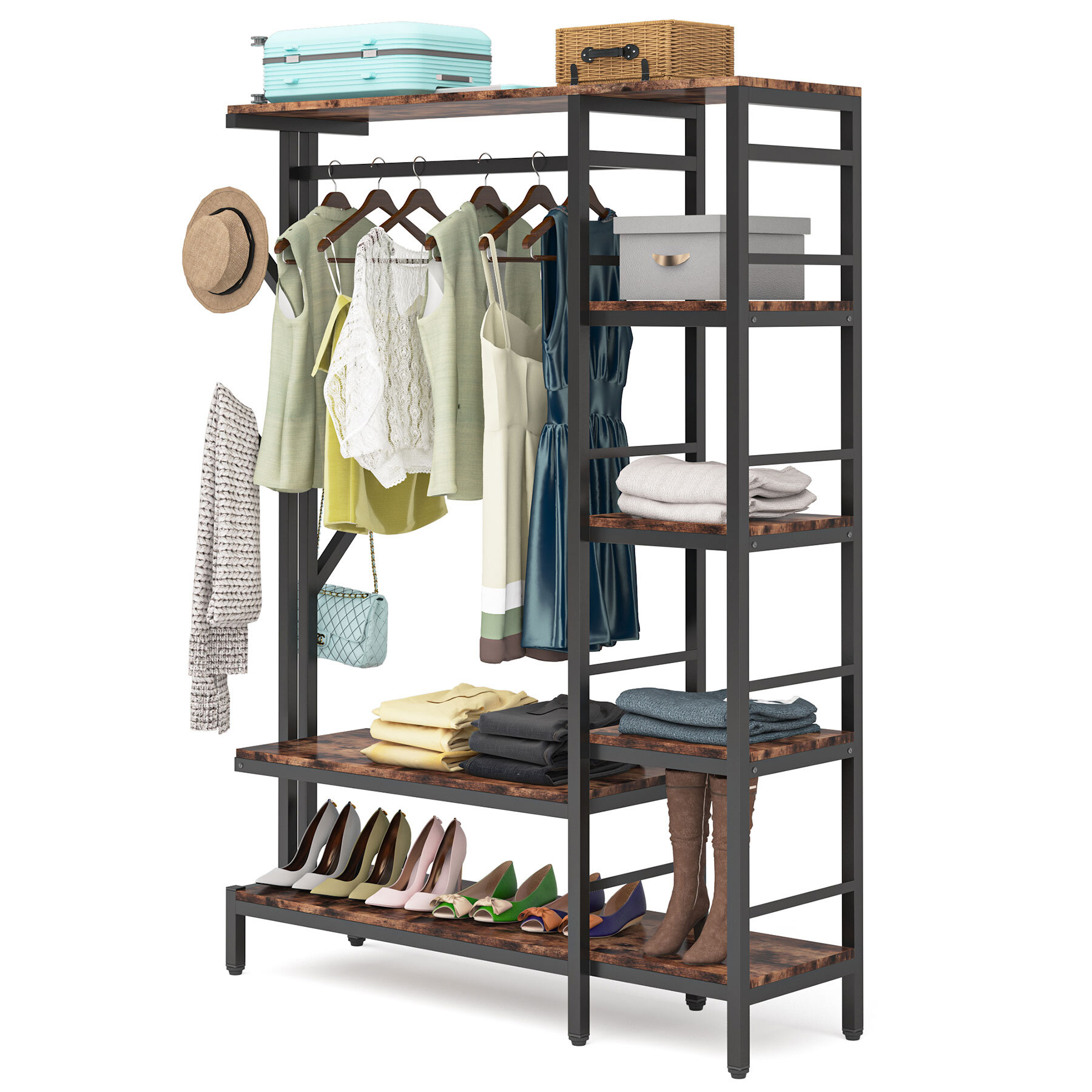 17 Stories 47.2'' Manufactured Wood Clothing Rack | Wayfair