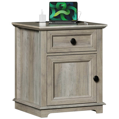 Vianet 24'' Tall End Table with Storage Drawer and Built-In Outlets