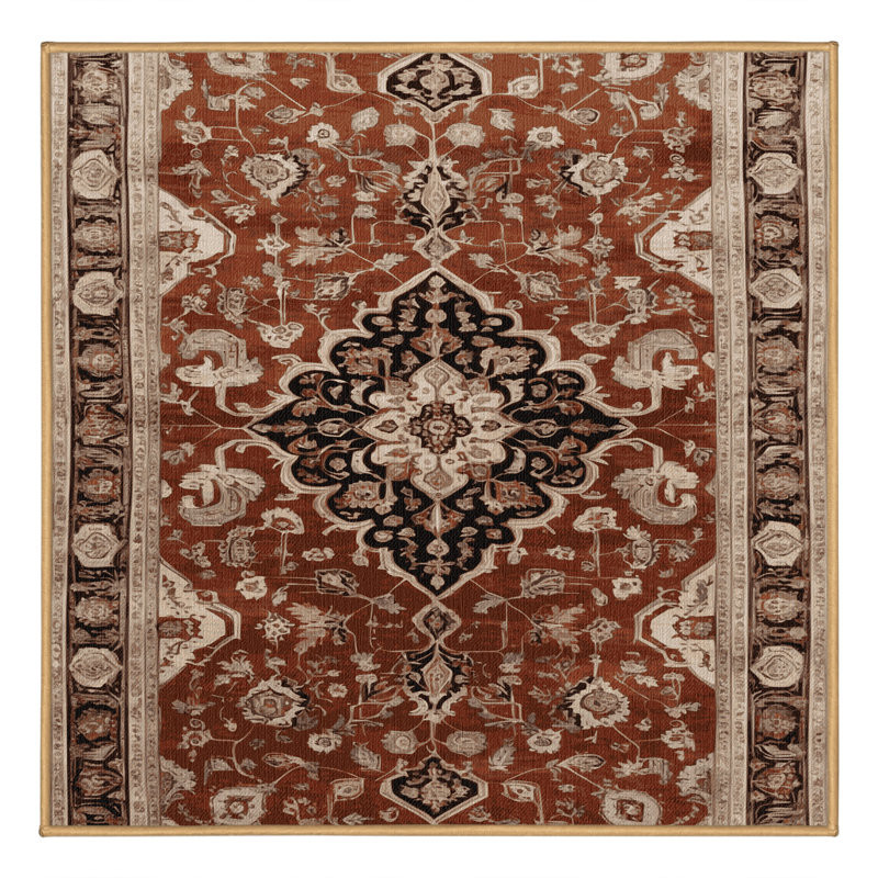 Machine Washable Persian Brown Area Rug, Square 8'