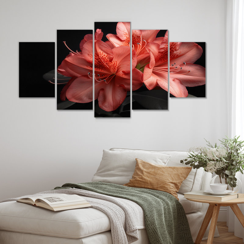 Rose rose noir rhododendron minuit II - ensemble d'art mural rhododendron