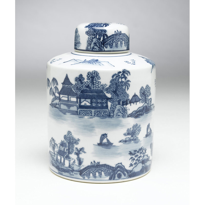 Pot de rangement cylindrique en porcelaine avec couvercle
