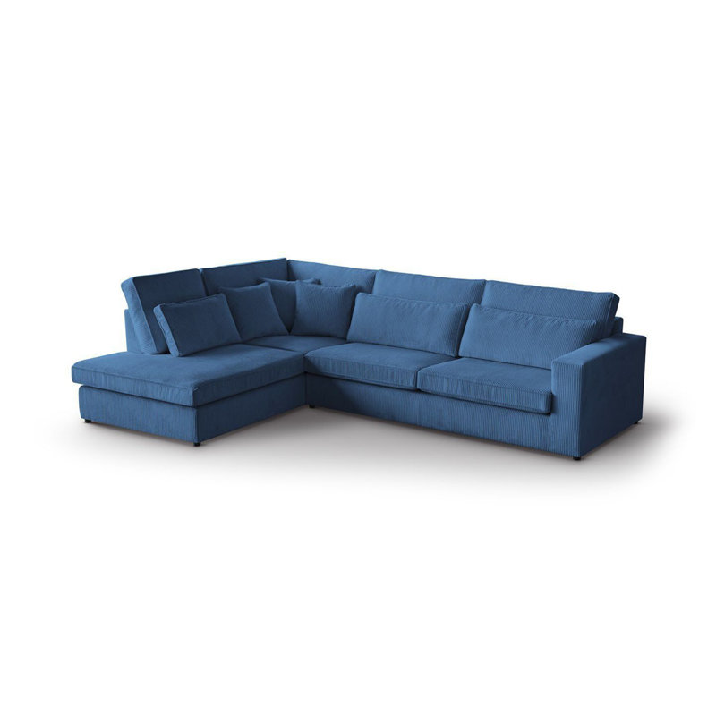 Preslea 6 Seater Sofa & Chaise, Blue, Left Hand Facing