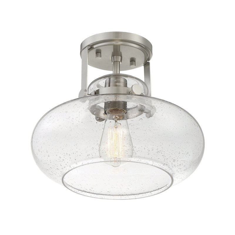 Plafonnier semi-encastré 1 lumière 12 po Deebora, Nickel brossé
