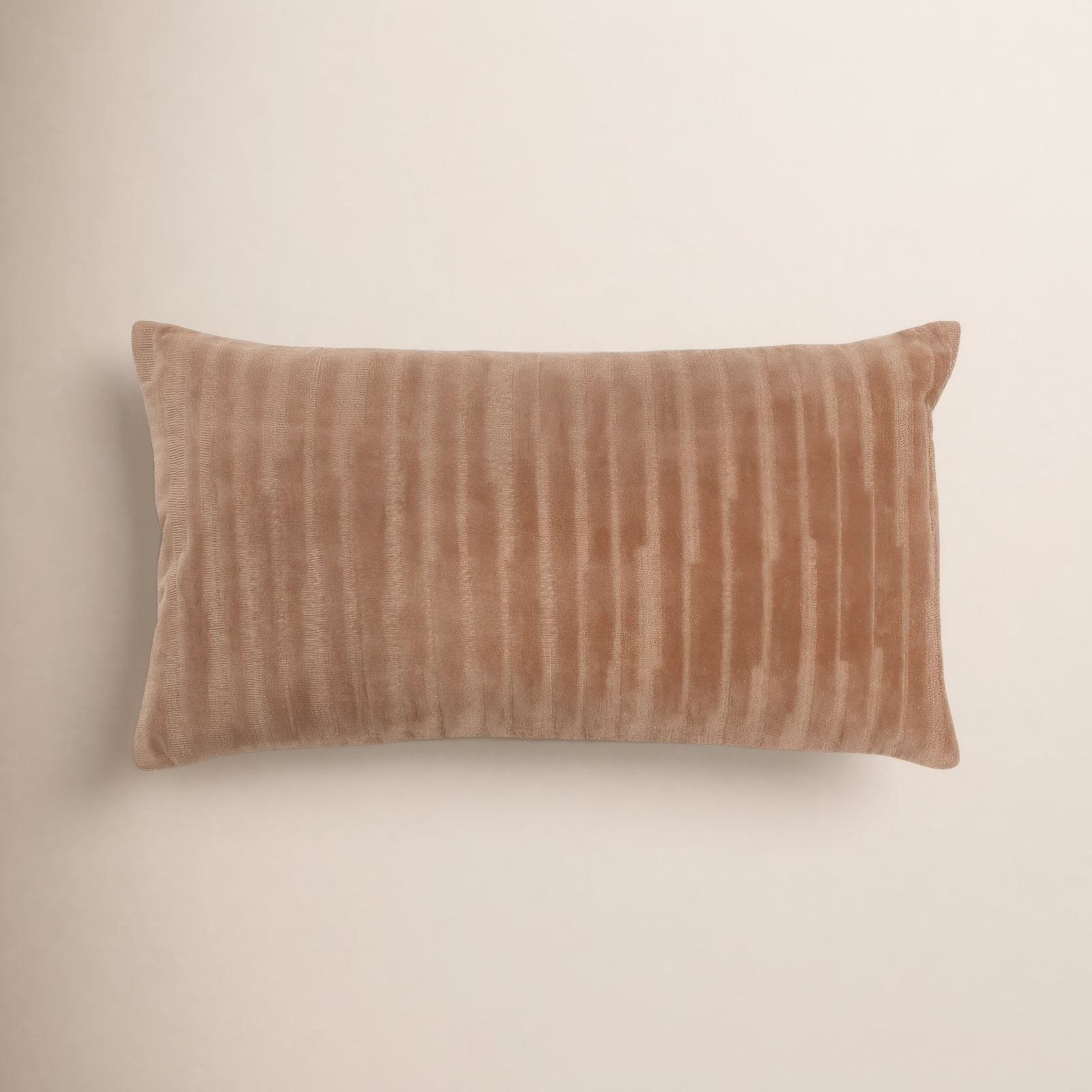 Zorina Embroidered Cotton Lumbar Throw Pillow, Light Brown