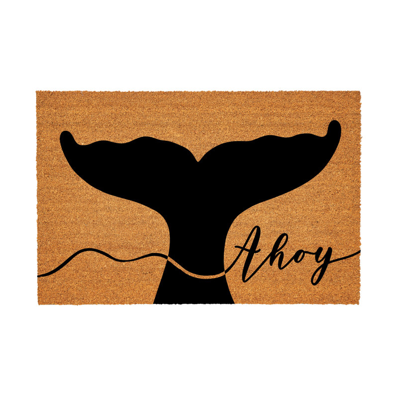 Tapis en fibre de coco côtière Ahoy Whale 36 x 24 po