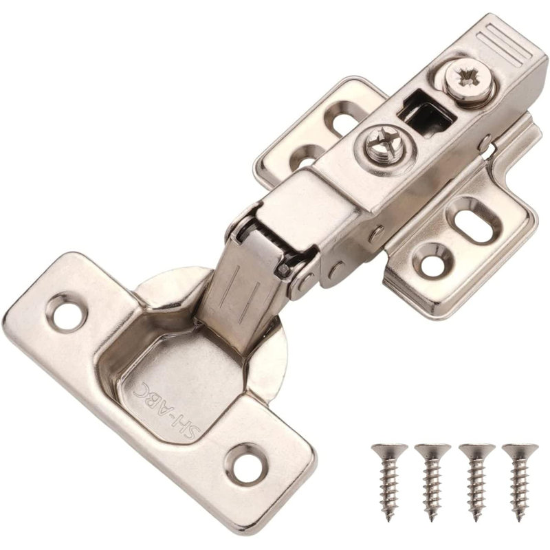 Paquet de 4 charnières à fermeture en demi-couche pour armoires de cuisine (charnière de porte d'armoire dissimulée sans cadre -105 °)