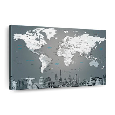 «Wooden World Map III», reproduction sur toile