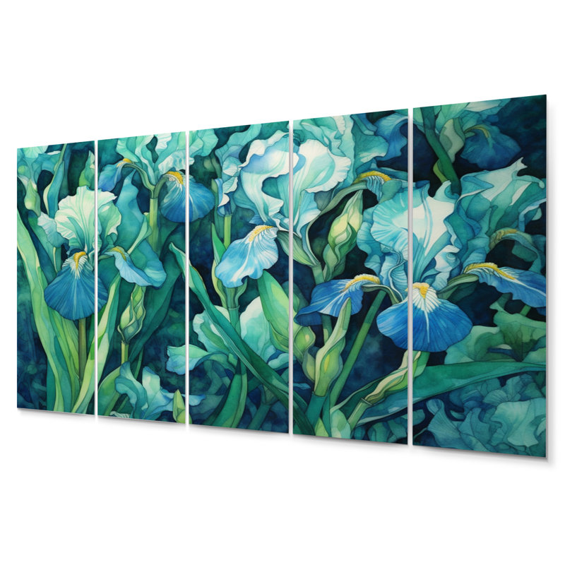 «Green Irises Petal IV», ensemble d'art mural floral en métal